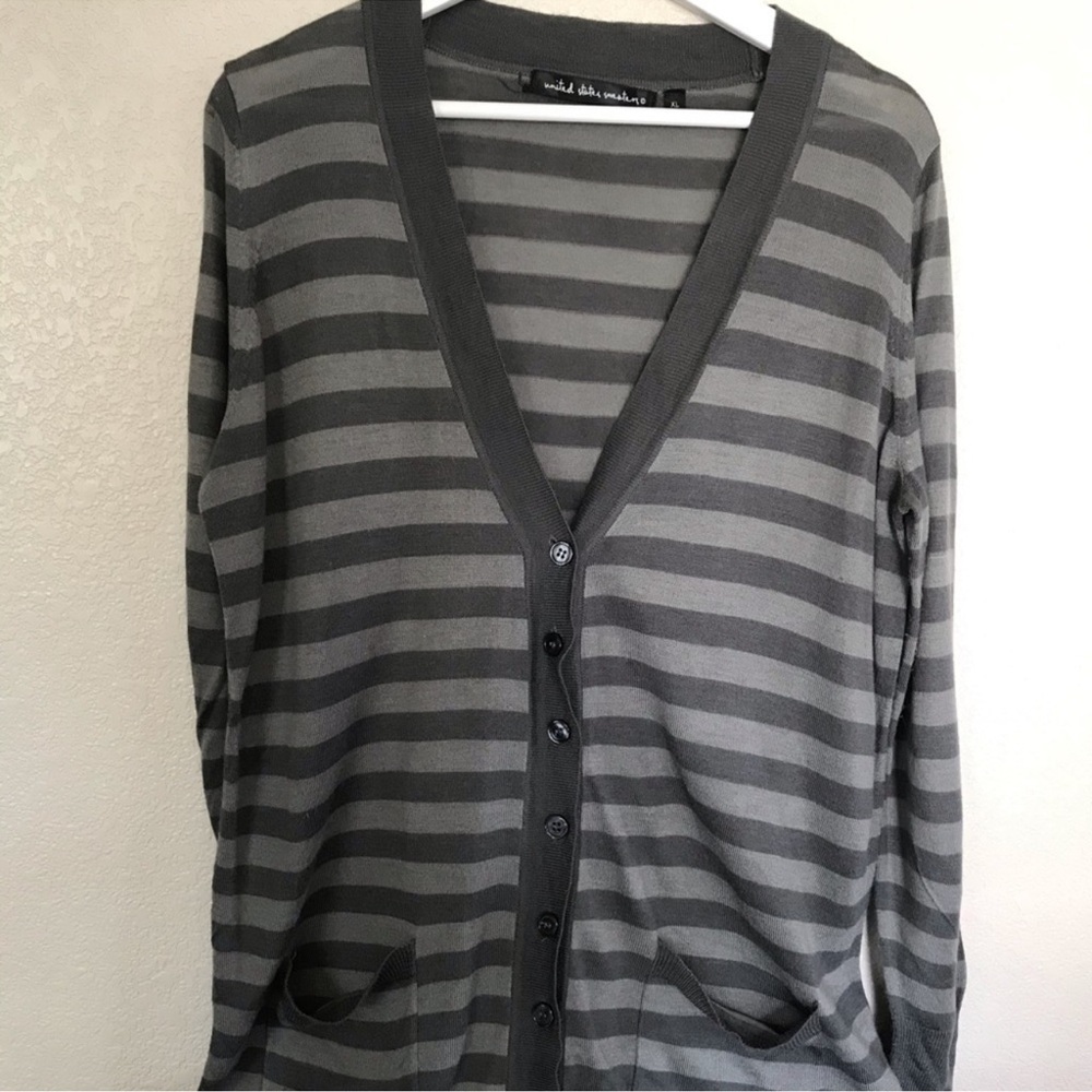 United States Sweaters Gray Cardigan Size XL